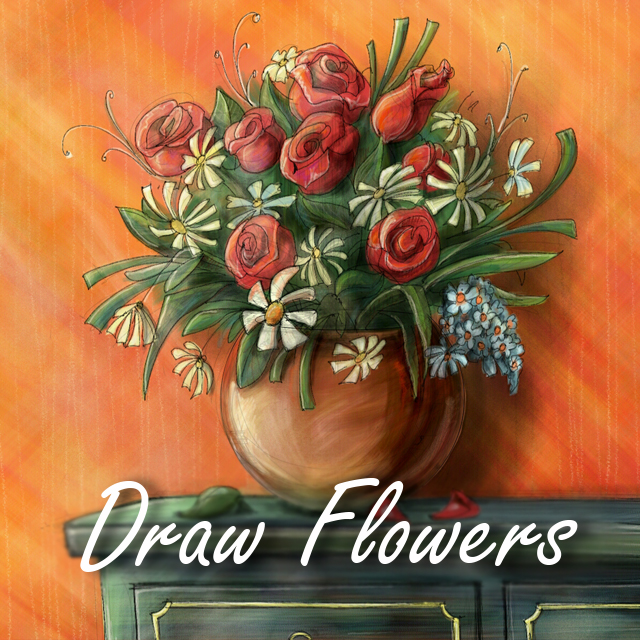 draw flowers with digital drawing tools