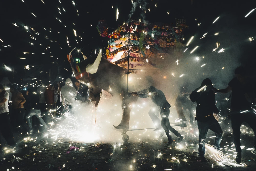 amazing fireworks festival in Tultapec