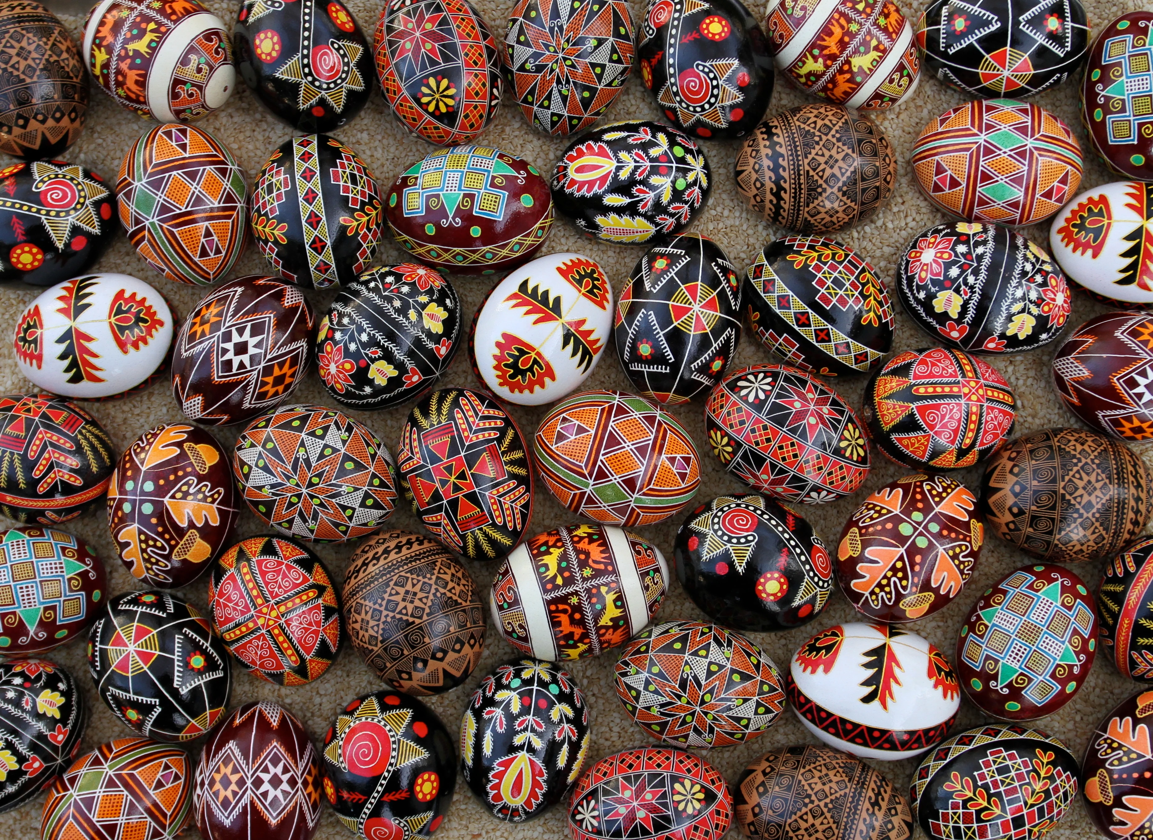 Ukrainian egg decorations folk art patterns