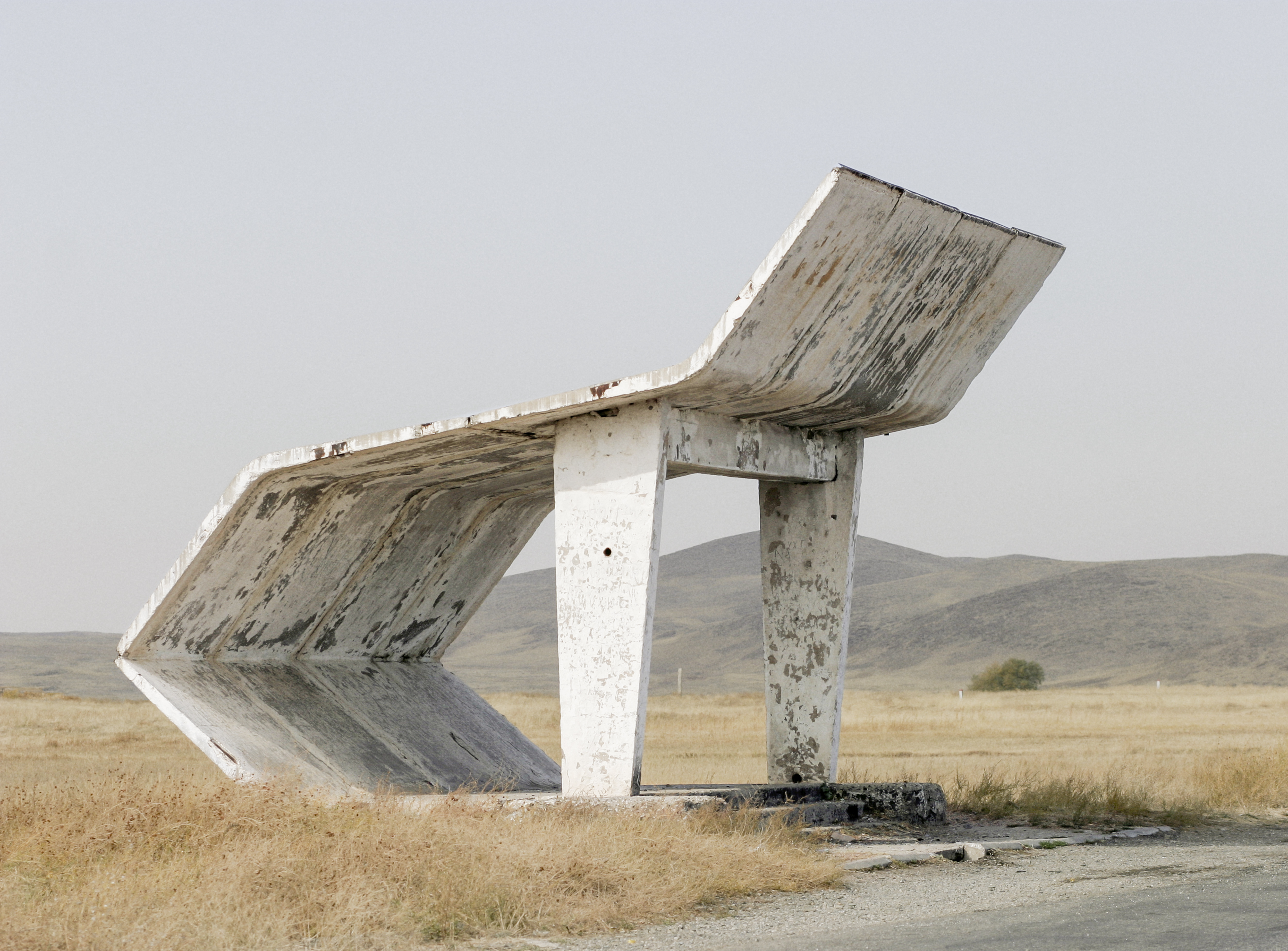 Soviet bus stop in Kazakhstan