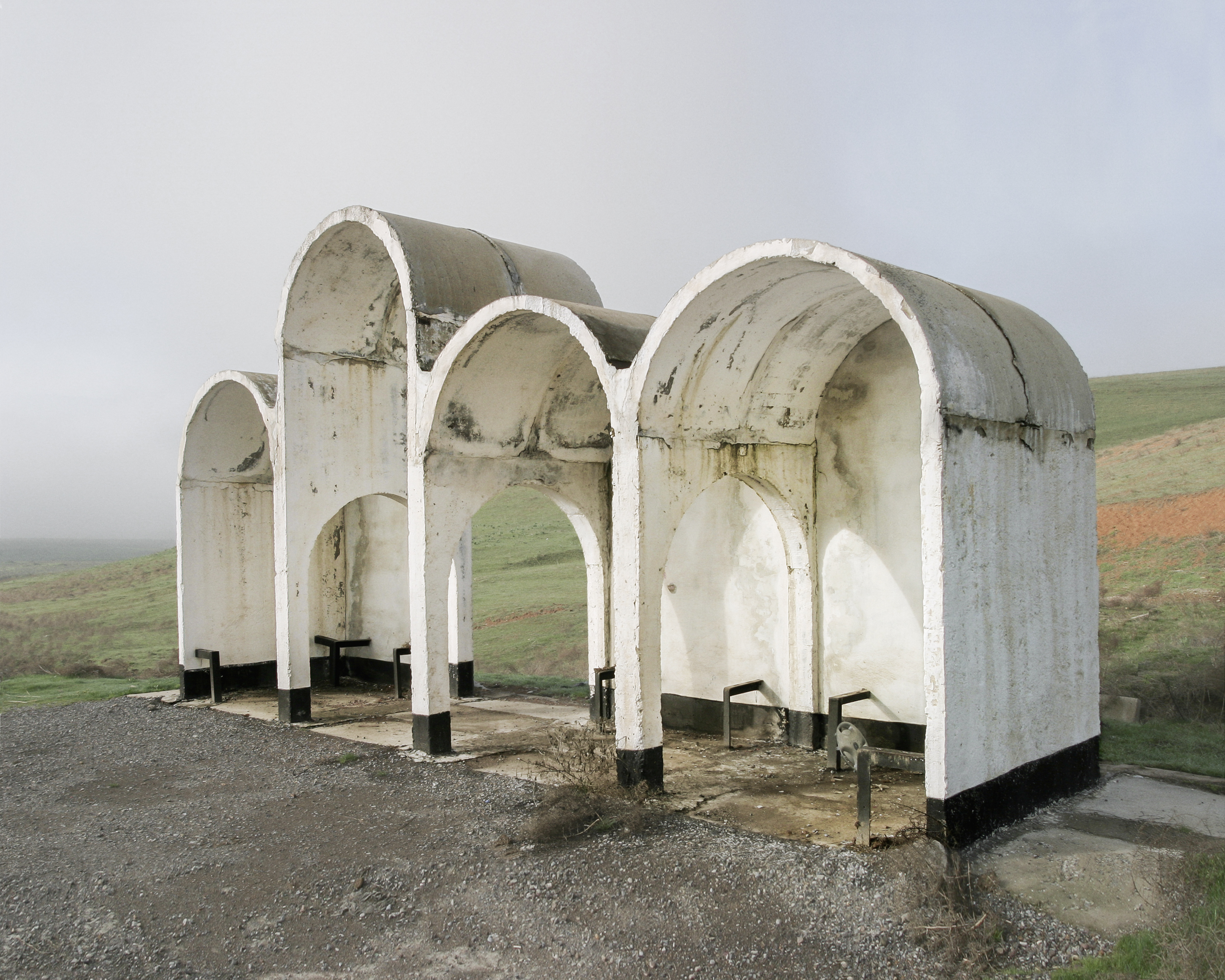 Soviet bus stop in Kazakhstan