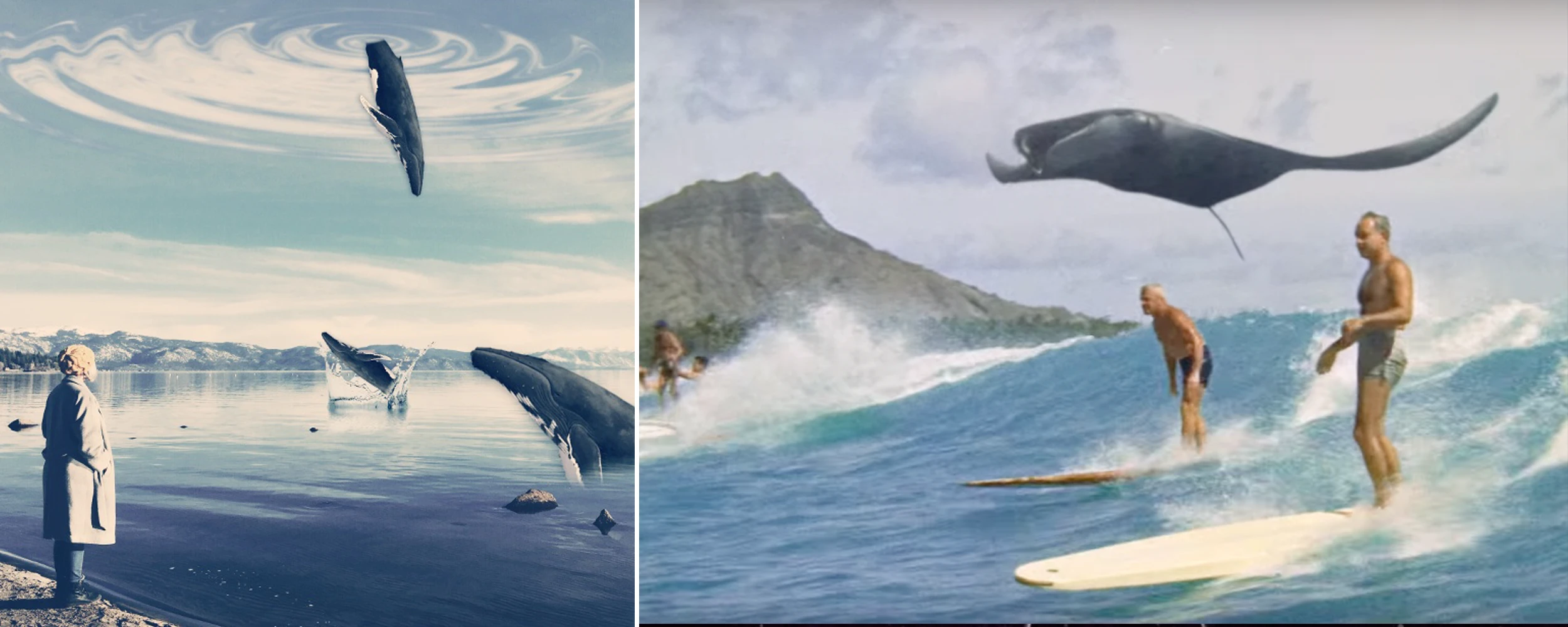 Left by @sahimdabir on PicsArt; Right from Coldplay's Up & Up music video 