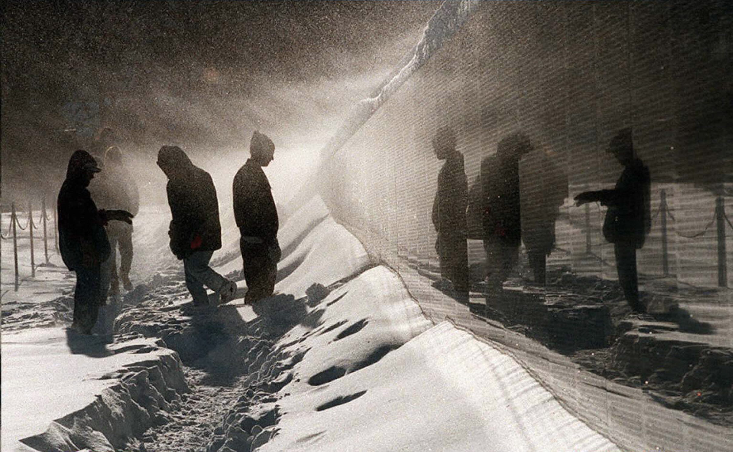 Vietnam War Memorial Snow Blizzard - Photo by Joyce Naltchayan Boghosian