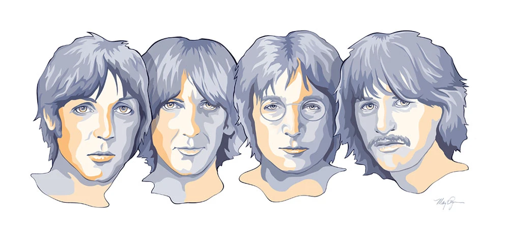 Beatles in Blue illustration by Mary Zins