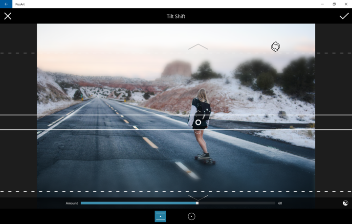 Tilt Shift Tool on PicsArt Windows Photo Editor 