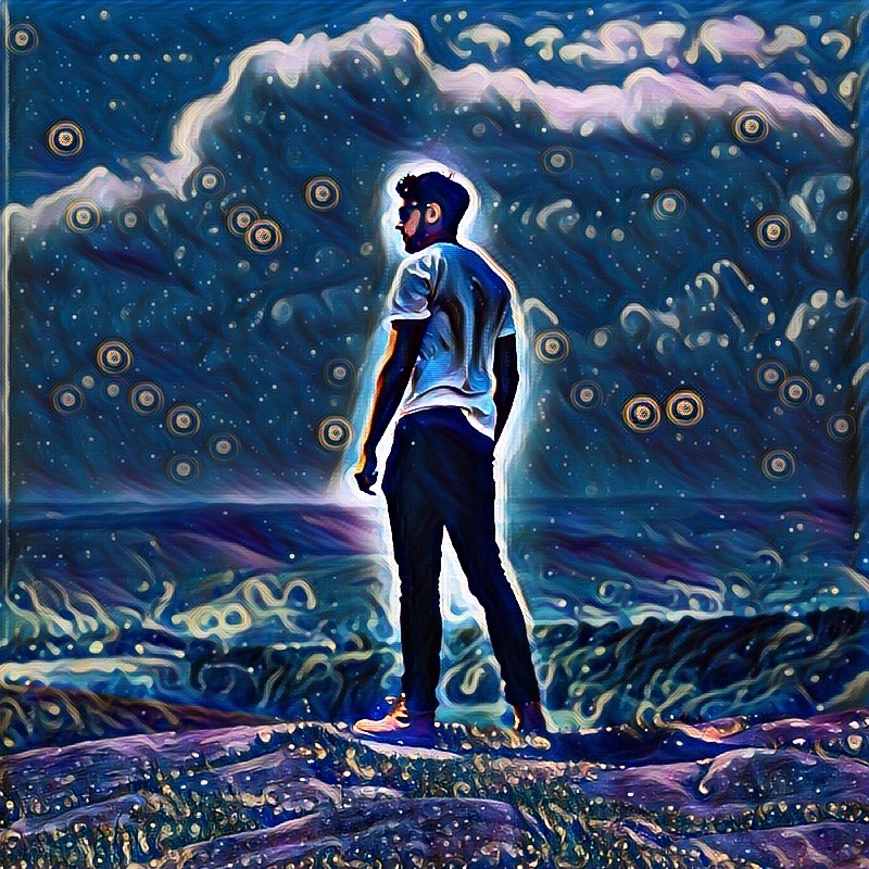 Edit of man made using PicsArt's Galaxy Magic Effect