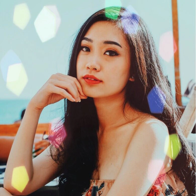 Photo of a girl edited with PicsArt Bokeh mask