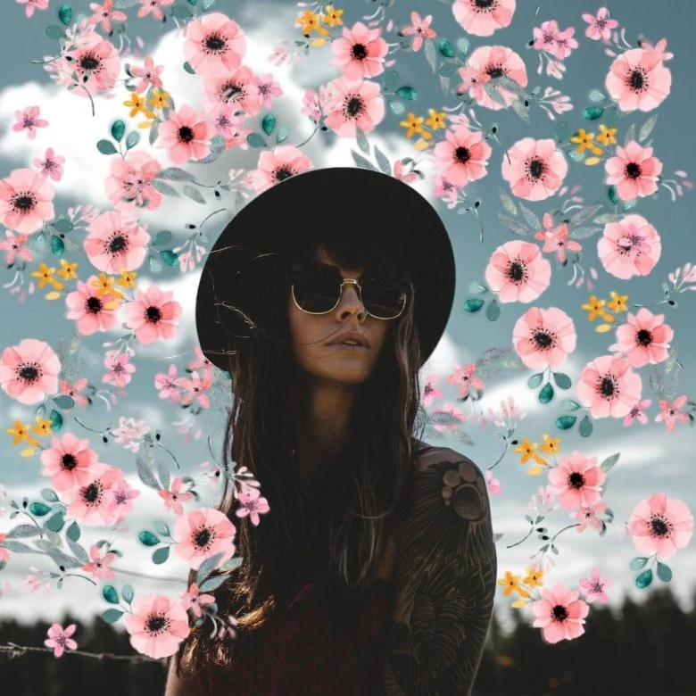 Floral brushes on the portrait