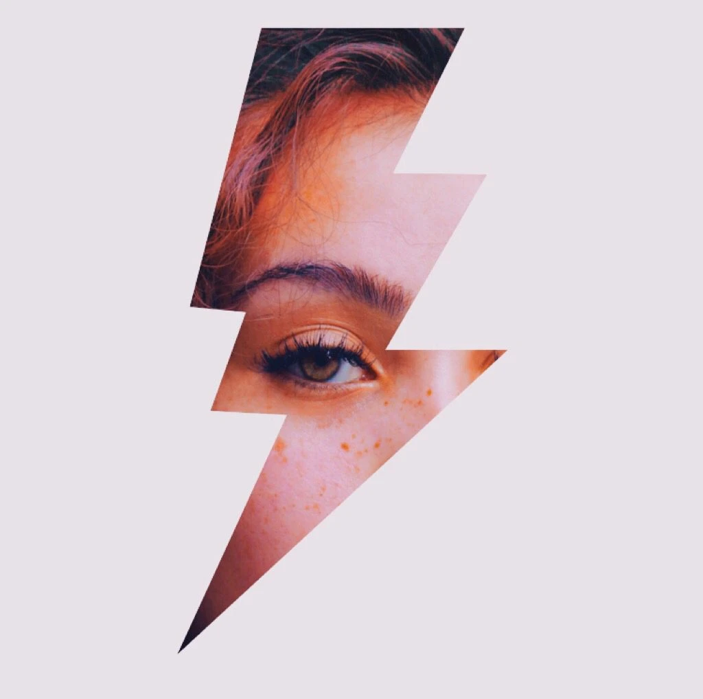 Lightning bolt crop of woman's eye