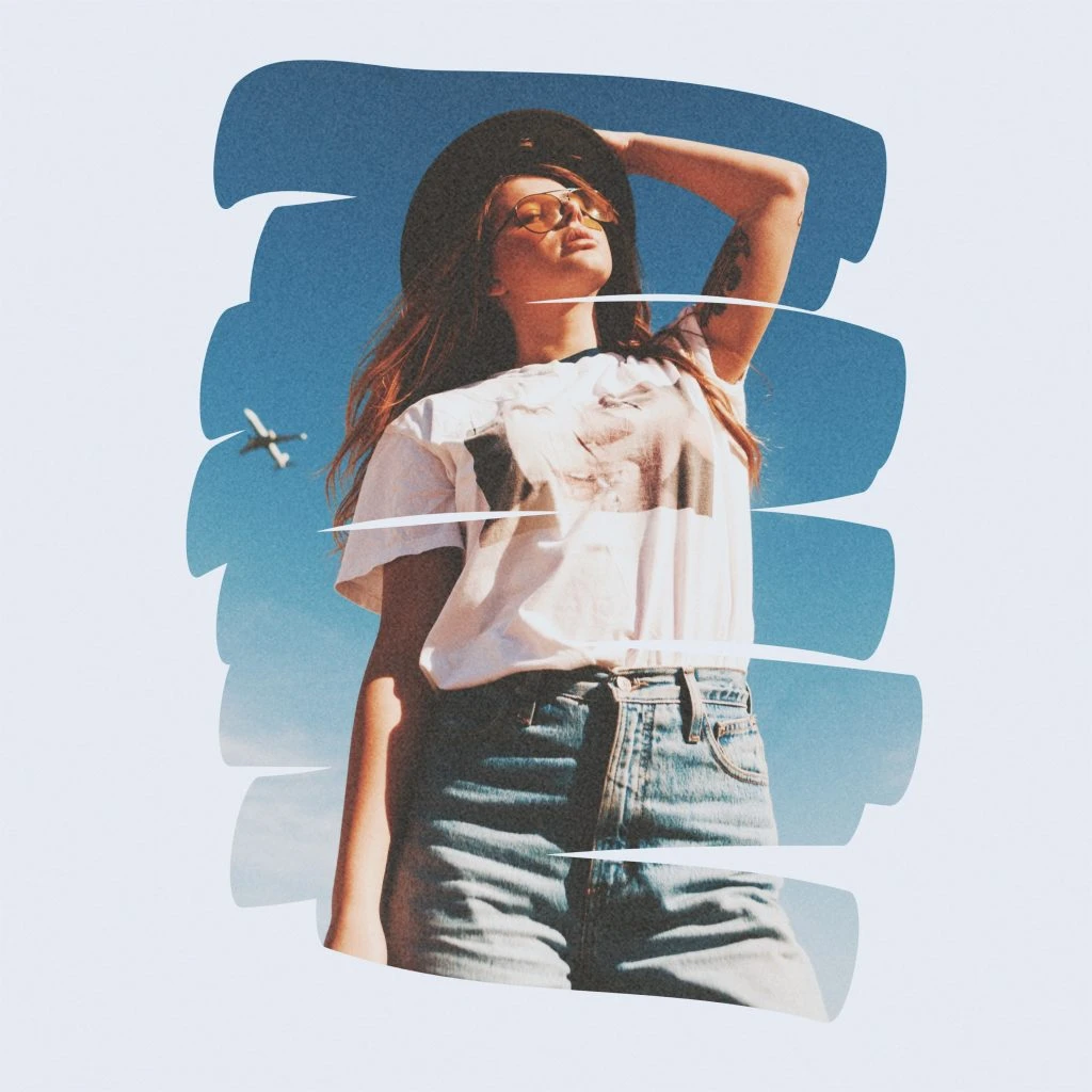 Paint Brush crop of young brunette woman outside