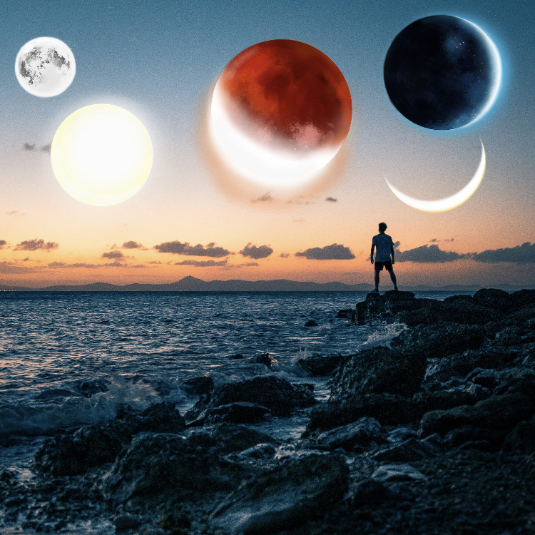 PicsArt 'To The Moon' Sticker Edit on the photo of a man standing by the ocean