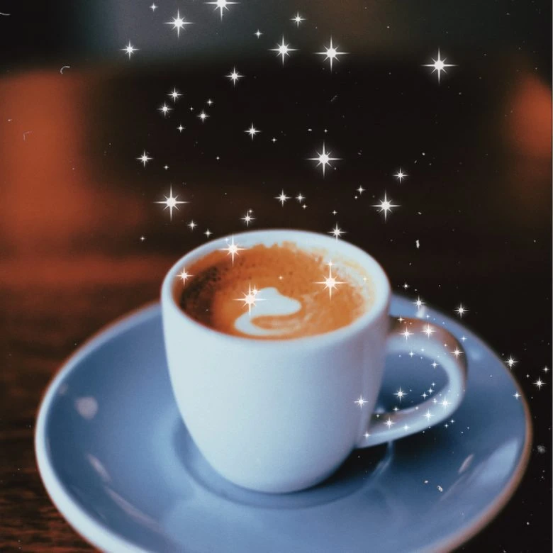 Espresso shot with sparkle brush edit