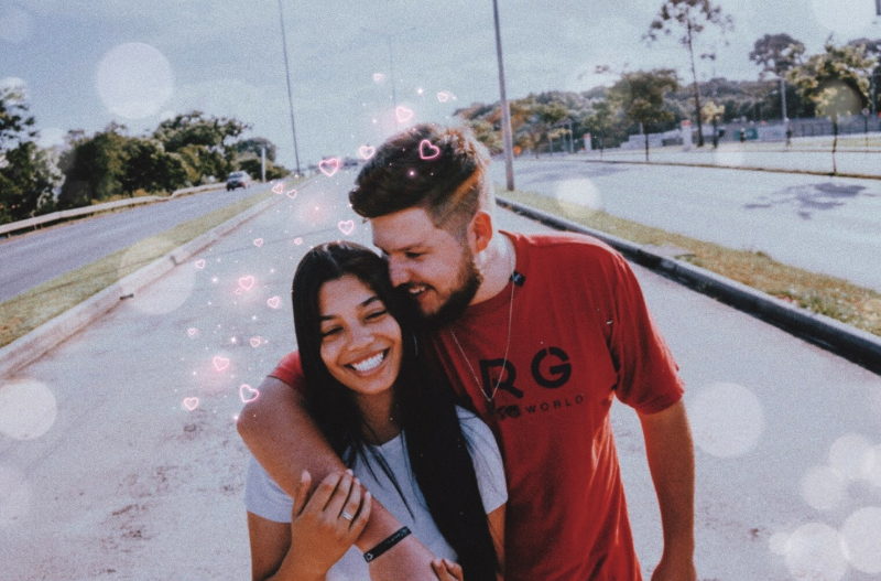 Cute aesthetic heart brush edit of couple