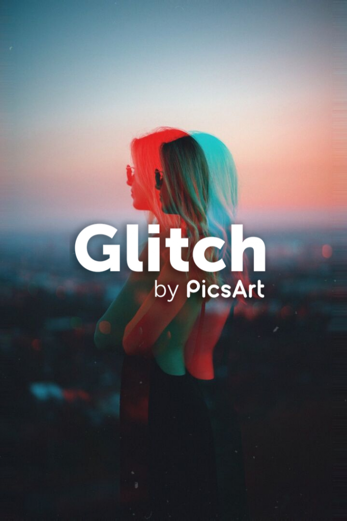 PicsArt Glitch Effect on portrait photo of young woman