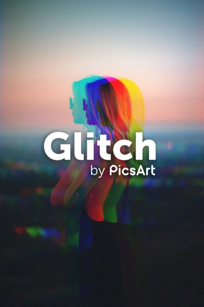 Glitch Effect on portrait photo of young woman