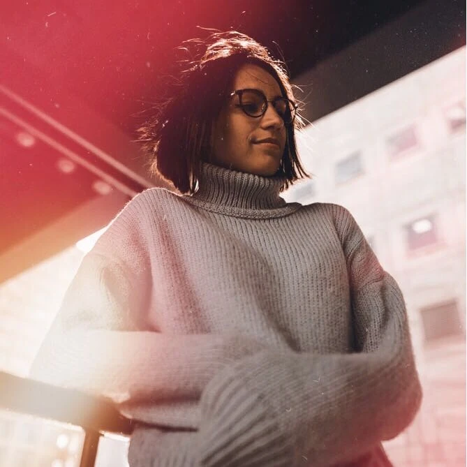 Fall portrait of brunette girl