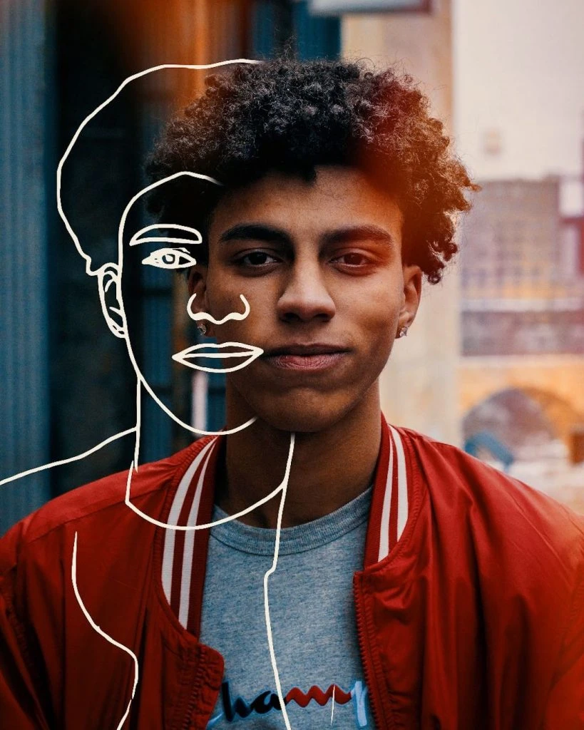 boy face with sketch effect