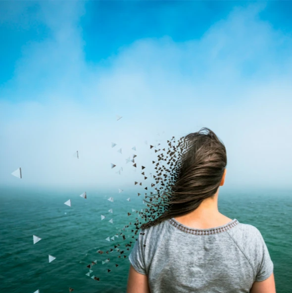 girl hair with dispersion tool