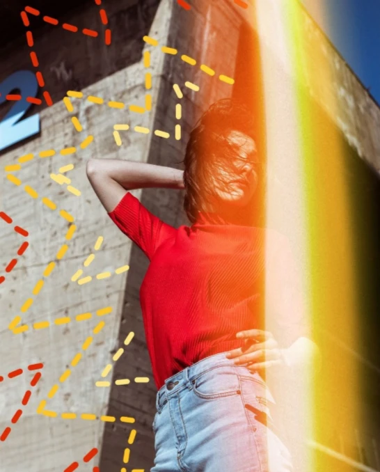 posing girl with color filter