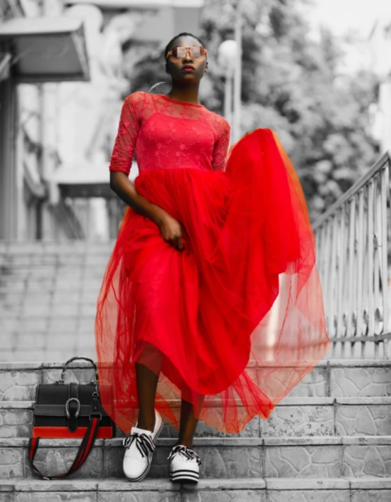 red dressed girl with color splash effect File name- girl with color splash effect