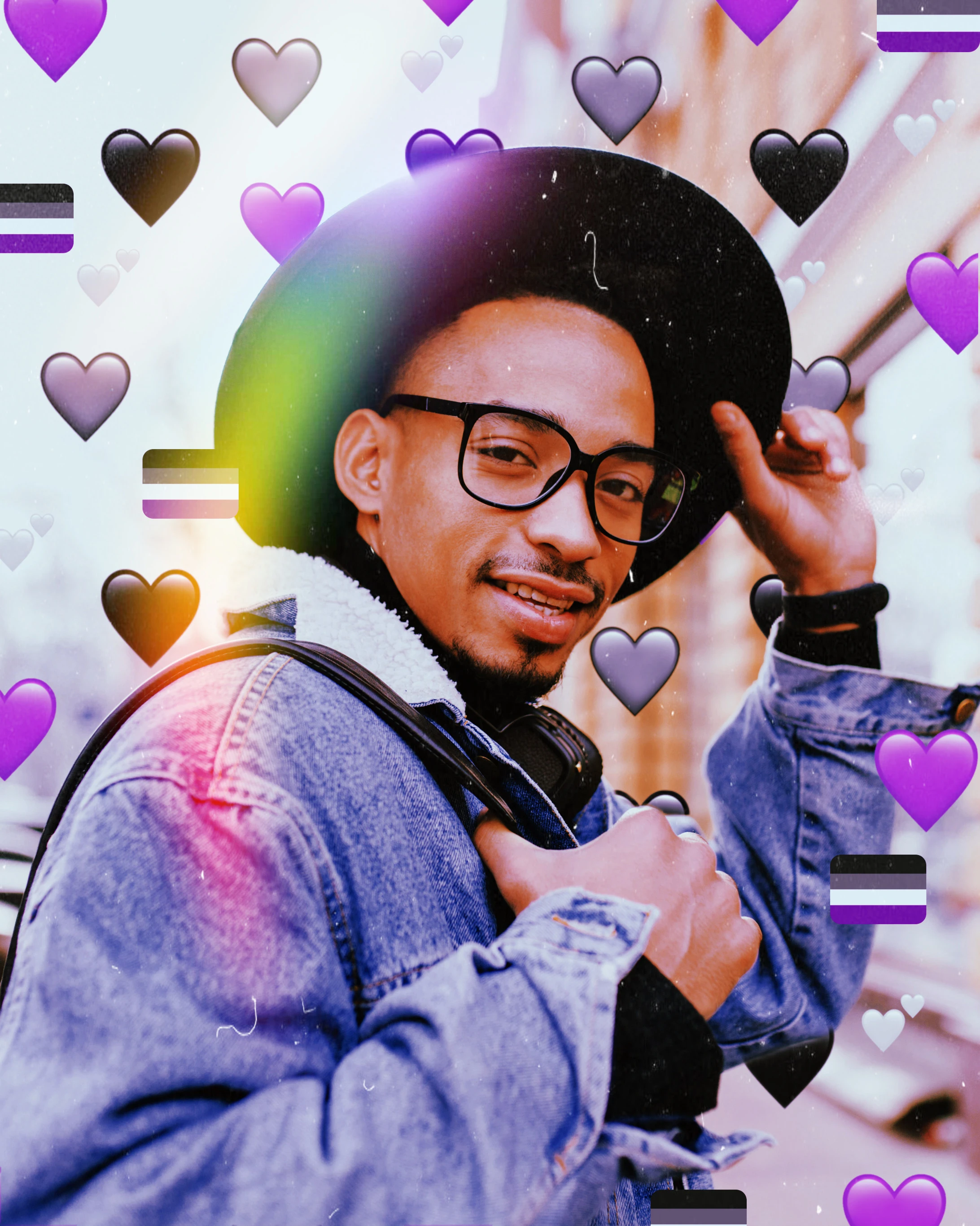 emoji background with asexual flag