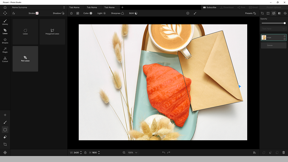 Vector tools in Picsart for Windows