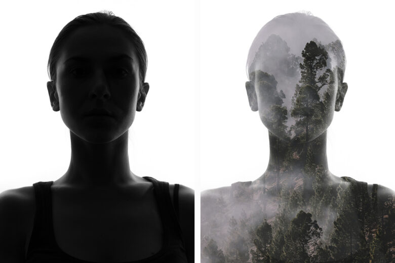 Double exposure before and after