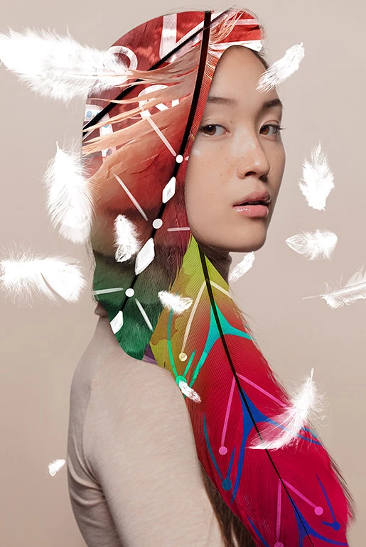 Hair sticker on an Asian woman using photo editing app