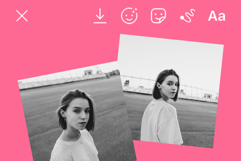 Instagram story background pink with girl