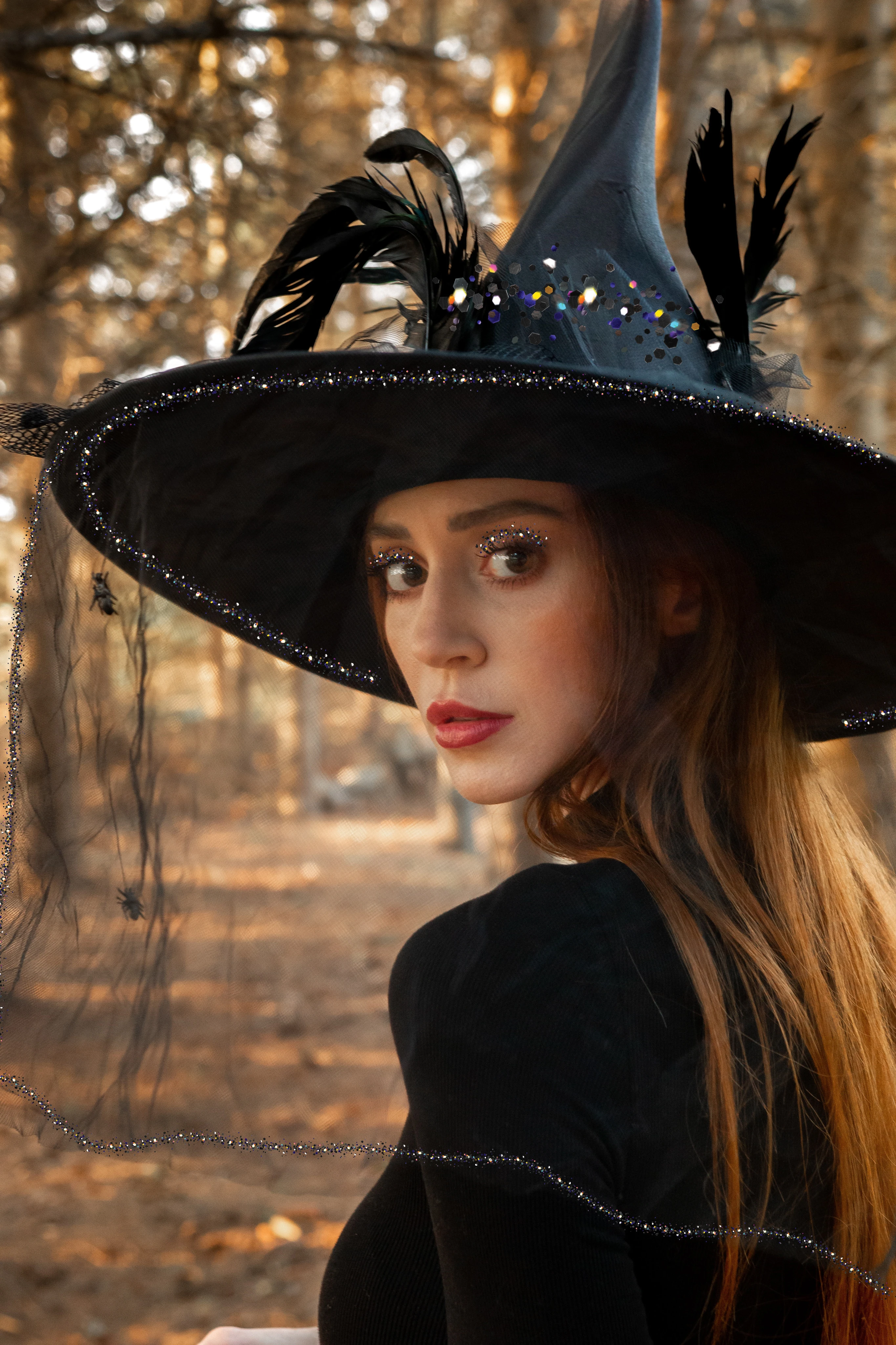 Halloween witch with sparkles