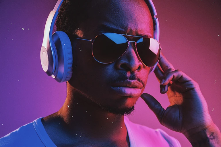 Vintage photo effects with neon