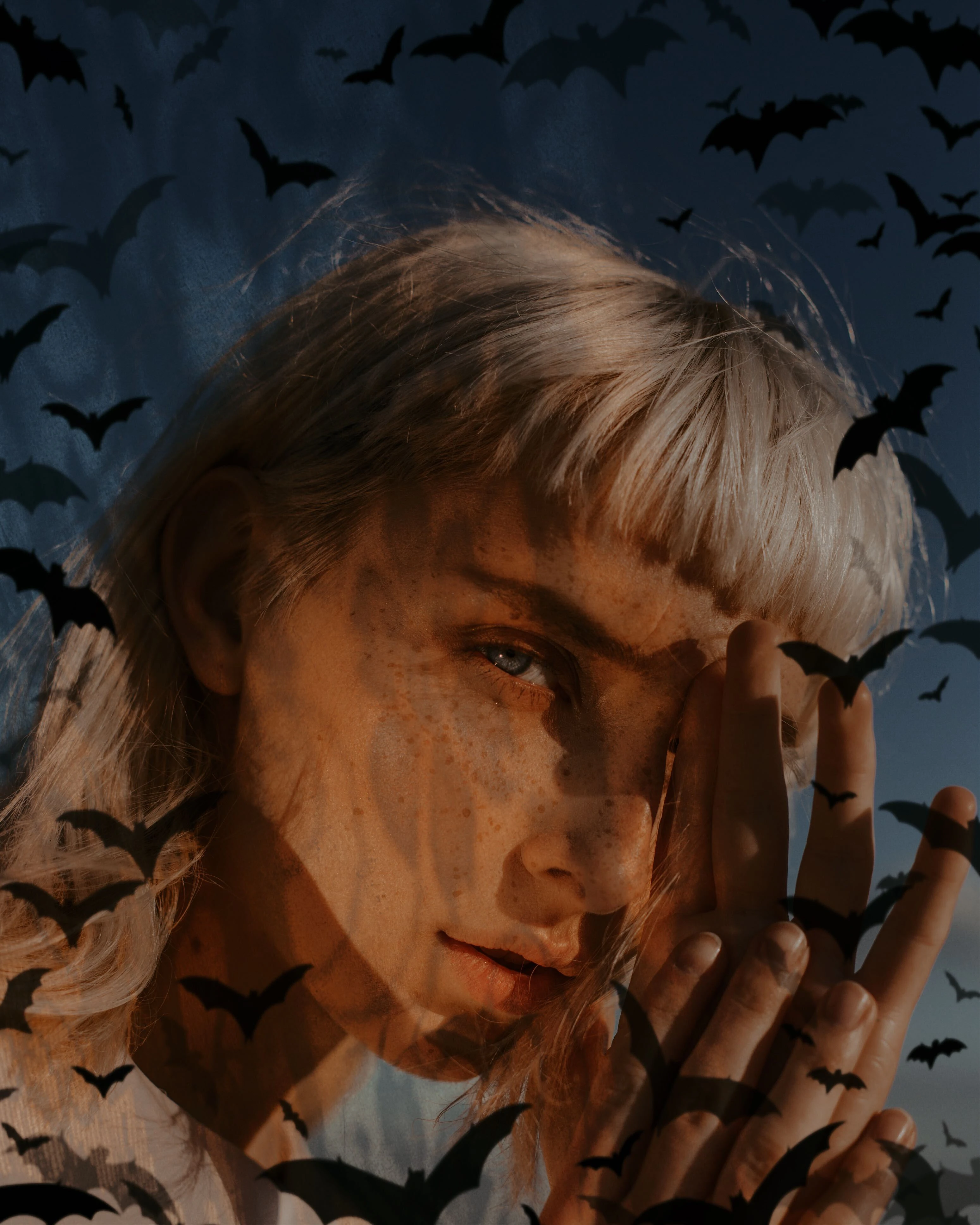 Halloween bat photo with girl