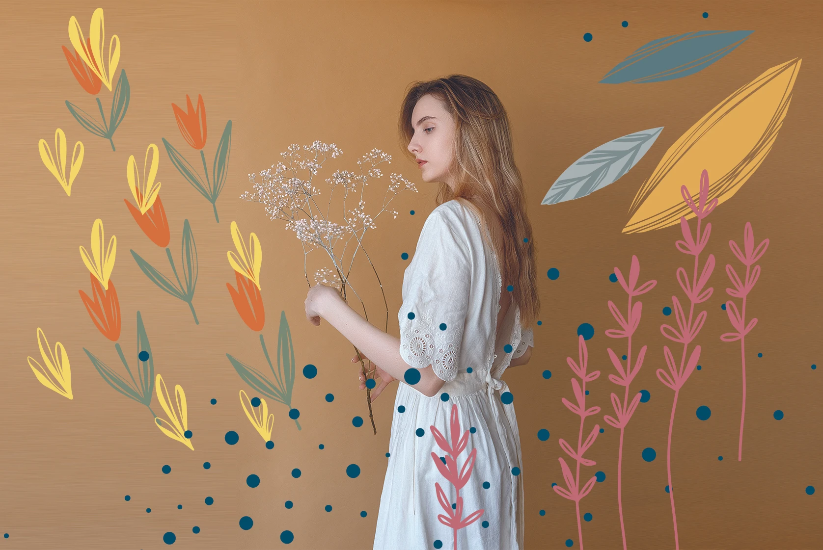 Fall photo with girl and leaves