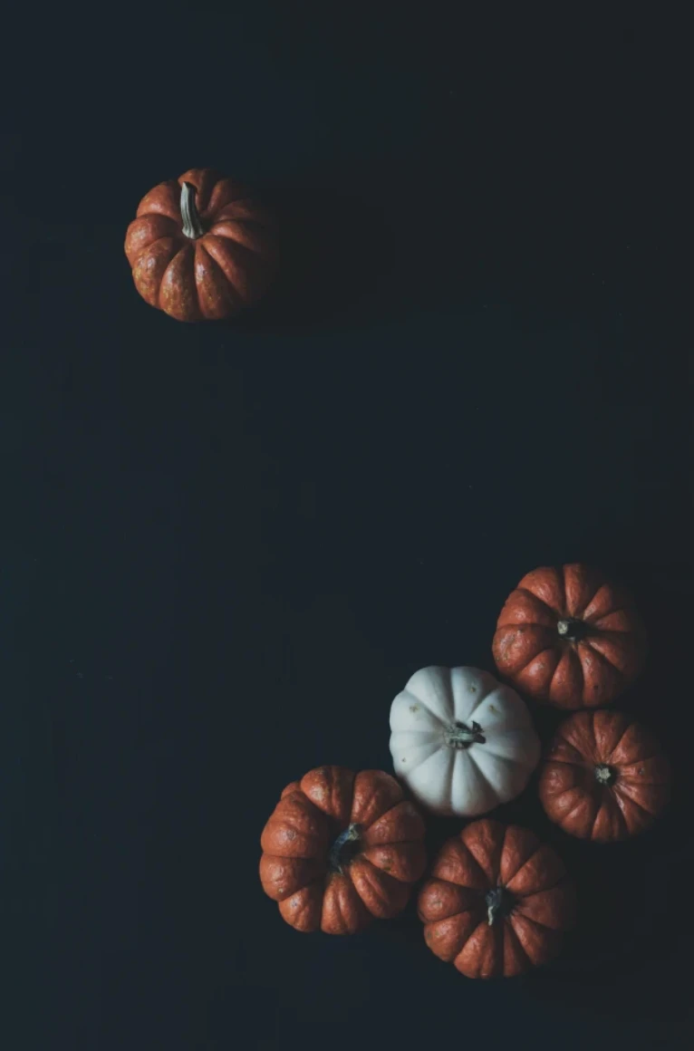 Pumpkins against black background