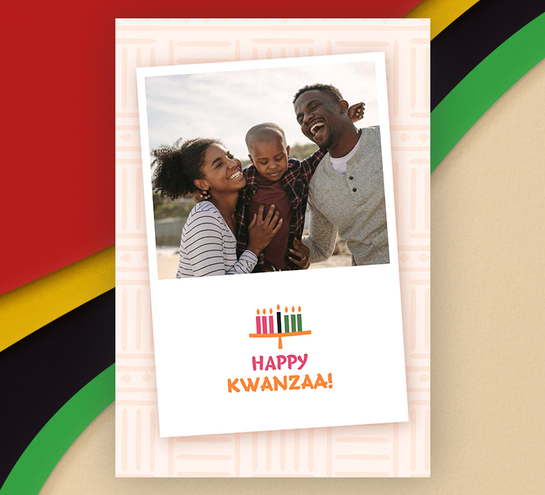 Kwanzaa greeting card with family