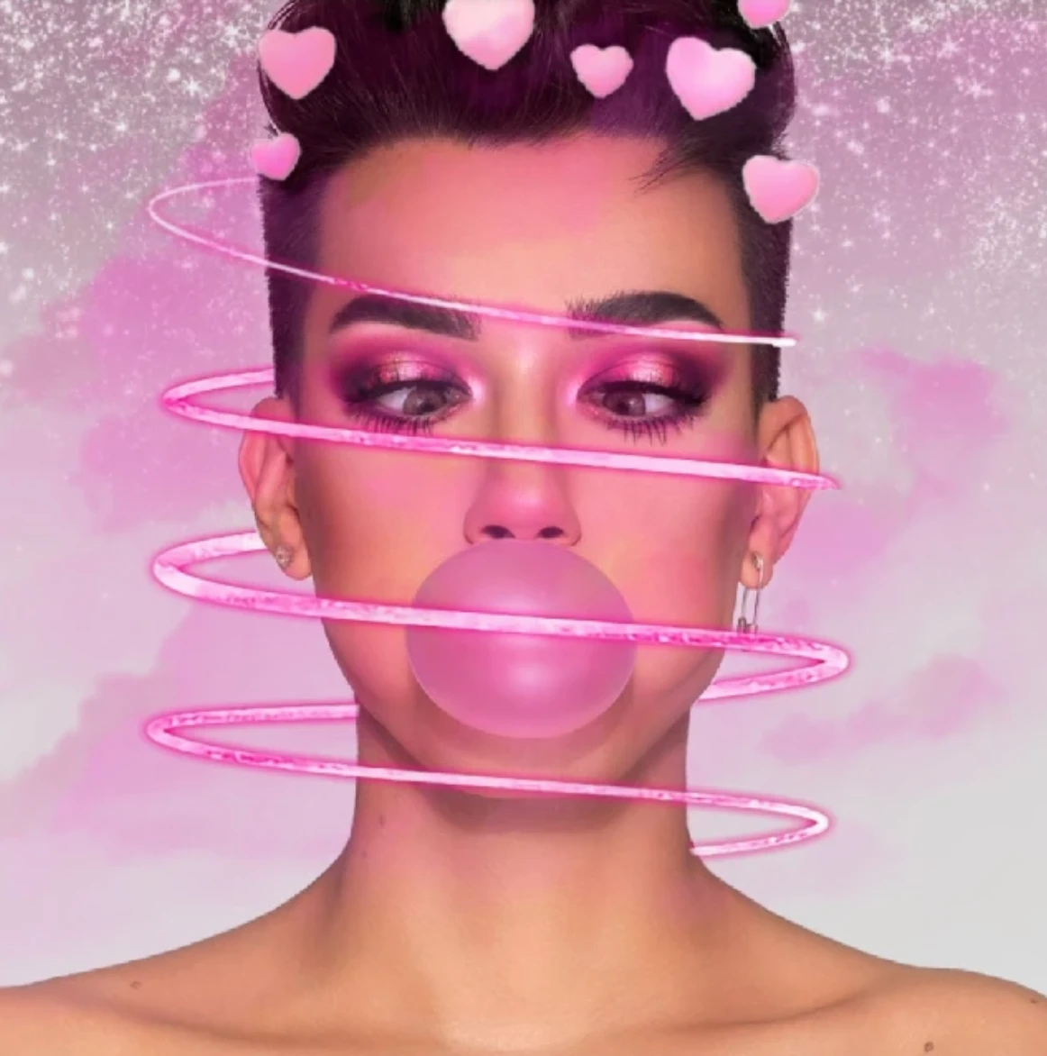 Girl with pink bubblegum