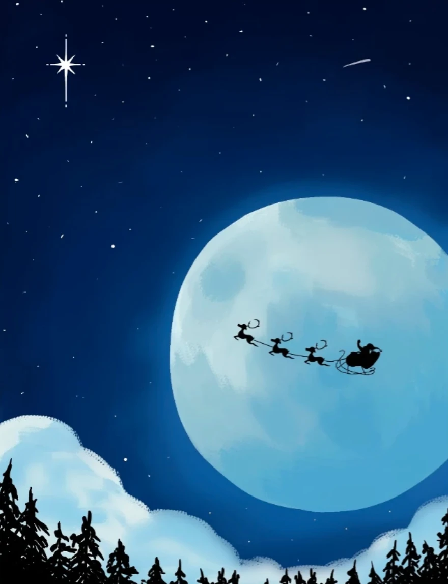 Christmas sleigh in the sky