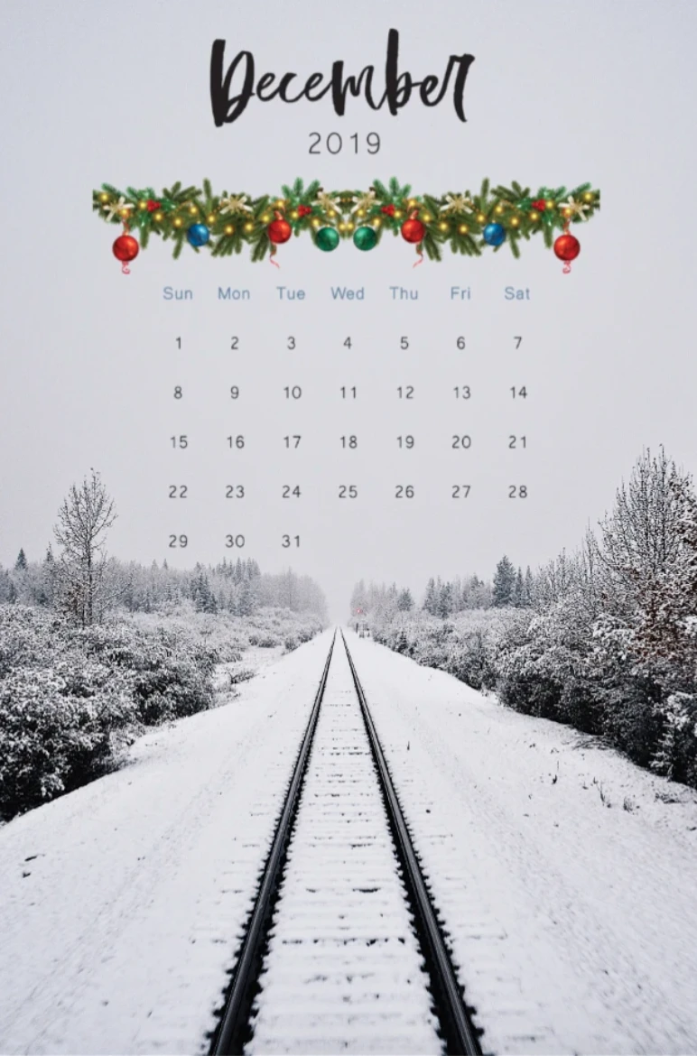 Christmas calendar with snow