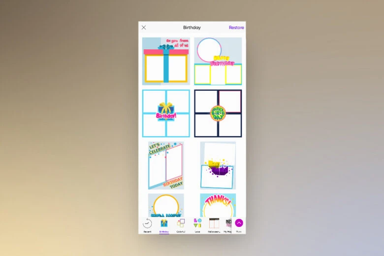 collage templates birthday frames options