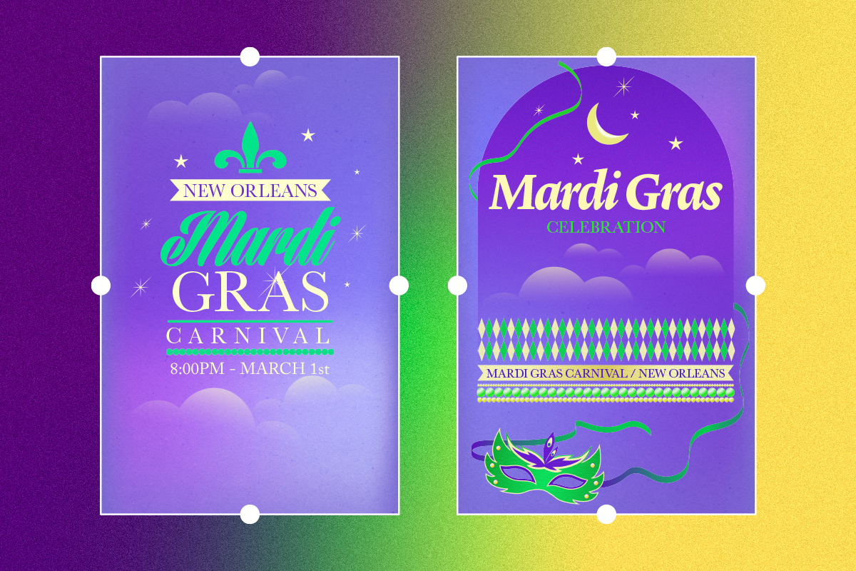 printed mardi gras invites