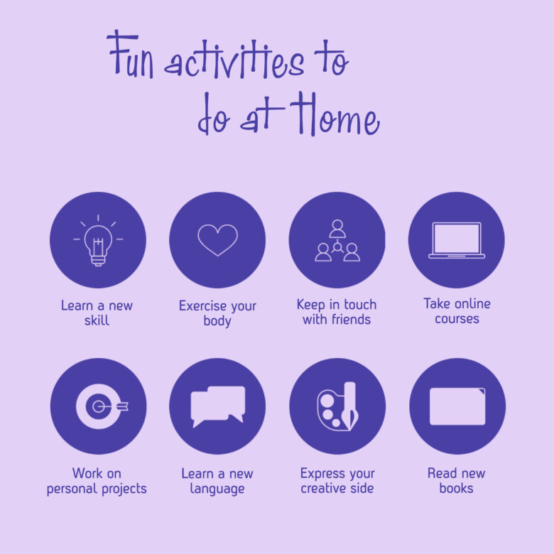 purple list infographic home activities