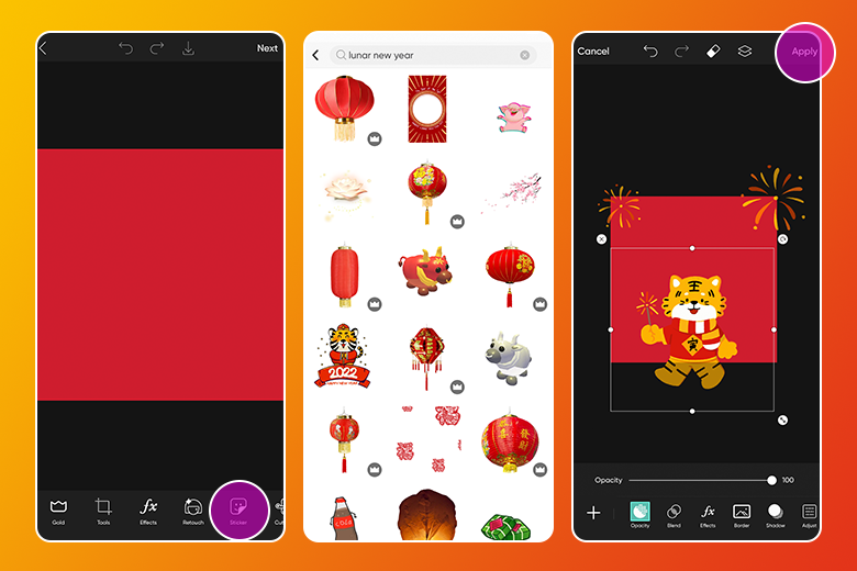 how to add year of the tiger creative designs to a lunar new year greeting card
