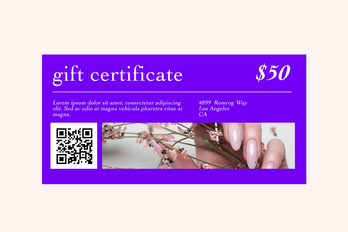 nail salon gift certificate design