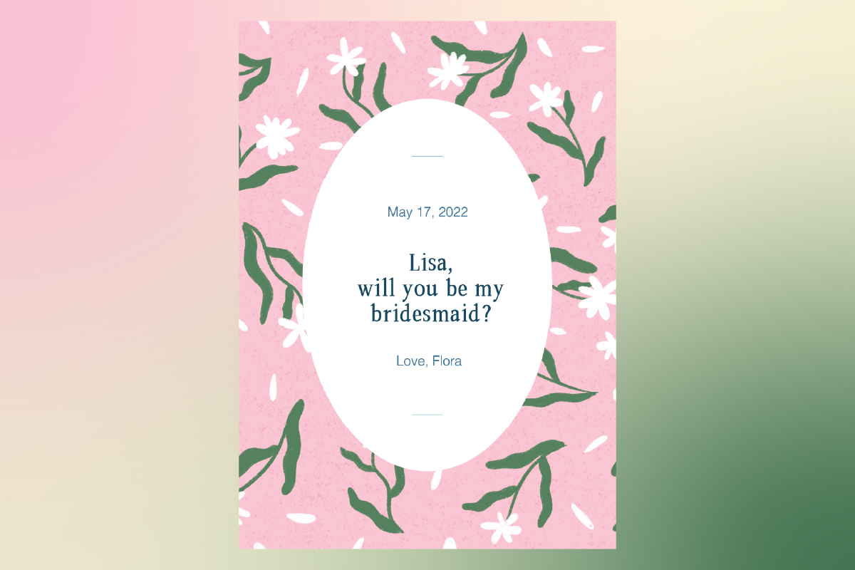 floral will you be my bridesmaid card