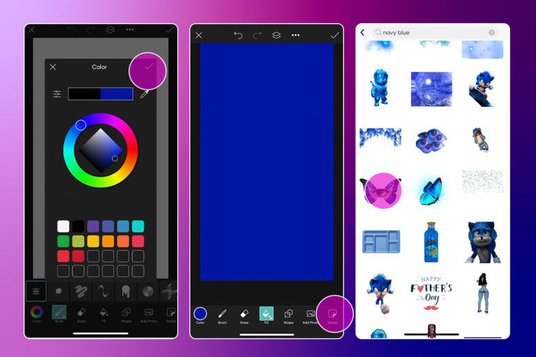 how to design a navy blue edit in picsart app