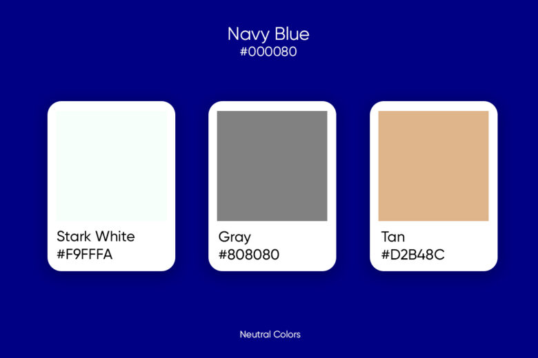 neutral color pairings for dark blue