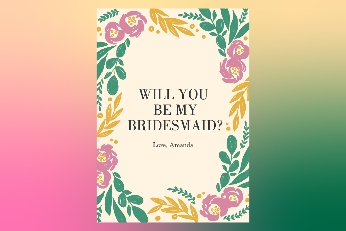 floral themed bridesmaid proposal card