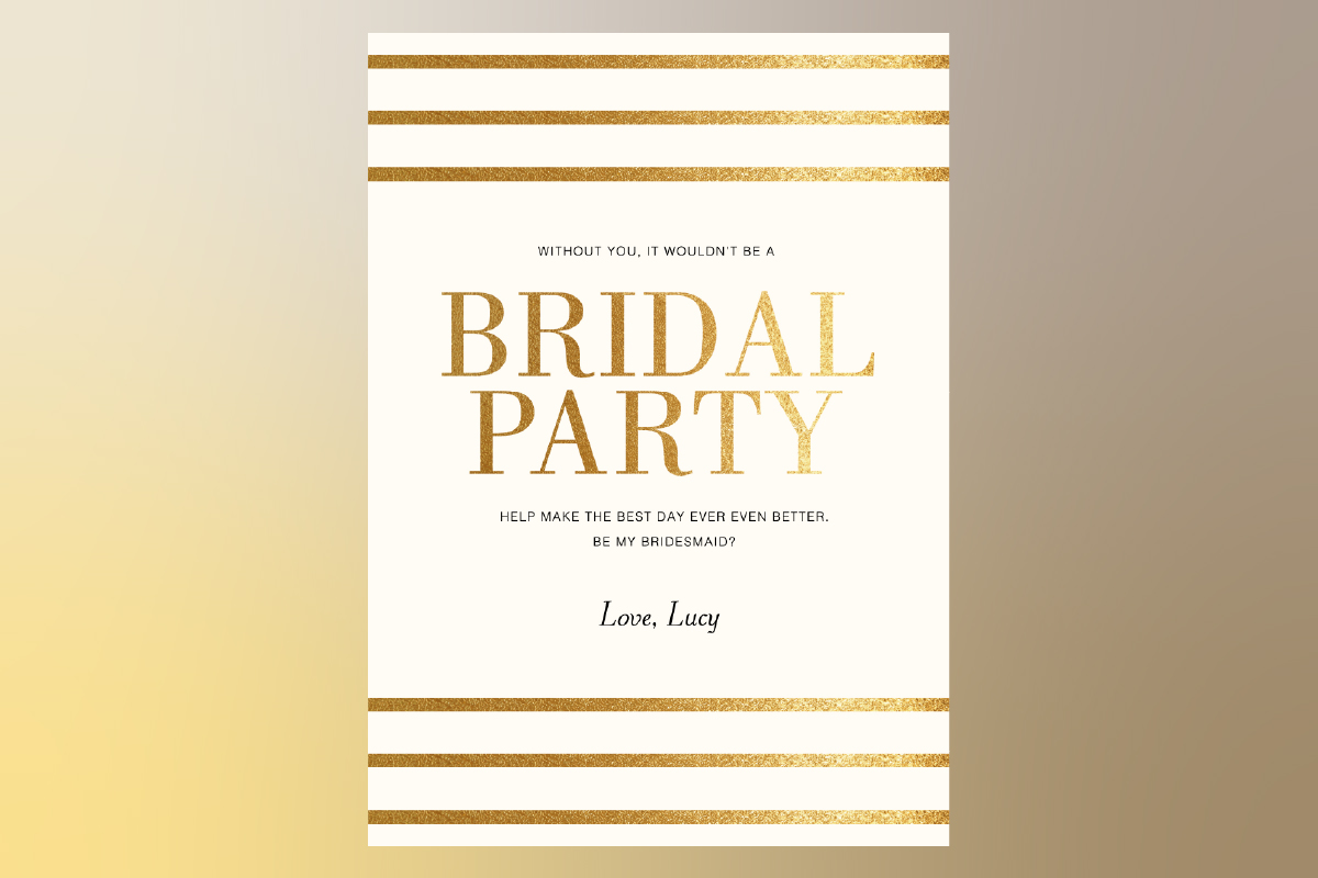 gold colored will you be my bridesmaid template