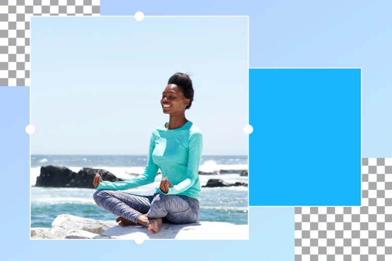 The relationship between color meanings and emotion showing a woman in a yoga pose