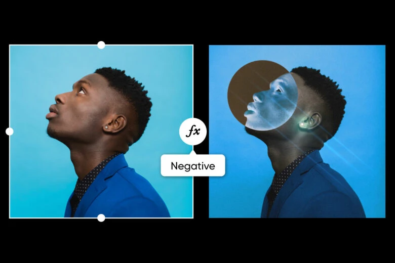 negative effect inverting an image of a man looking upwards